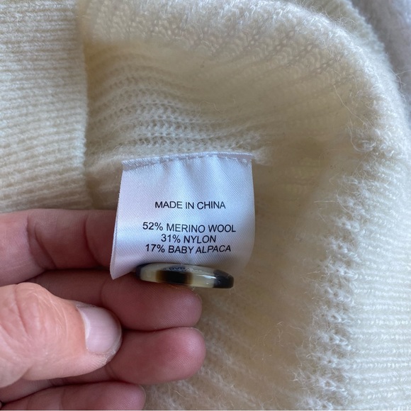 Quince Baby Alpaca-Wool Cropped Cardigan Ivory | S - Picture 6 of 11